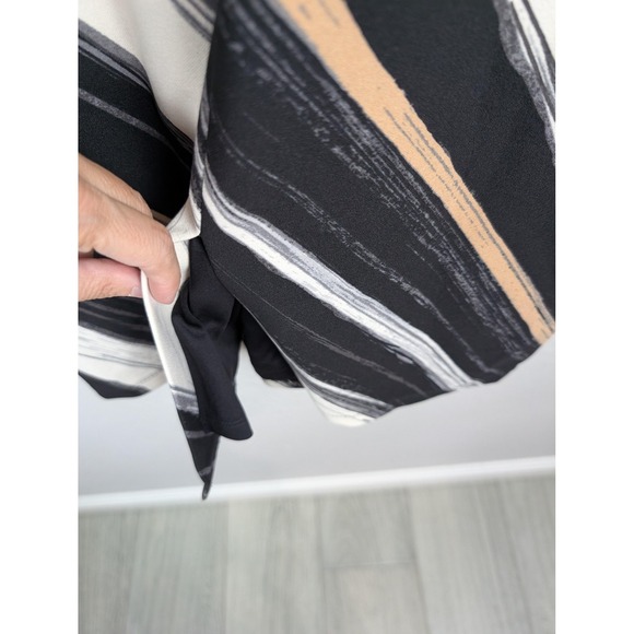 Maggy London Dress Womens 2 Midi V Neck Abstract Stripe Long Sleeve Cocktail Par - Picture 7 of 11